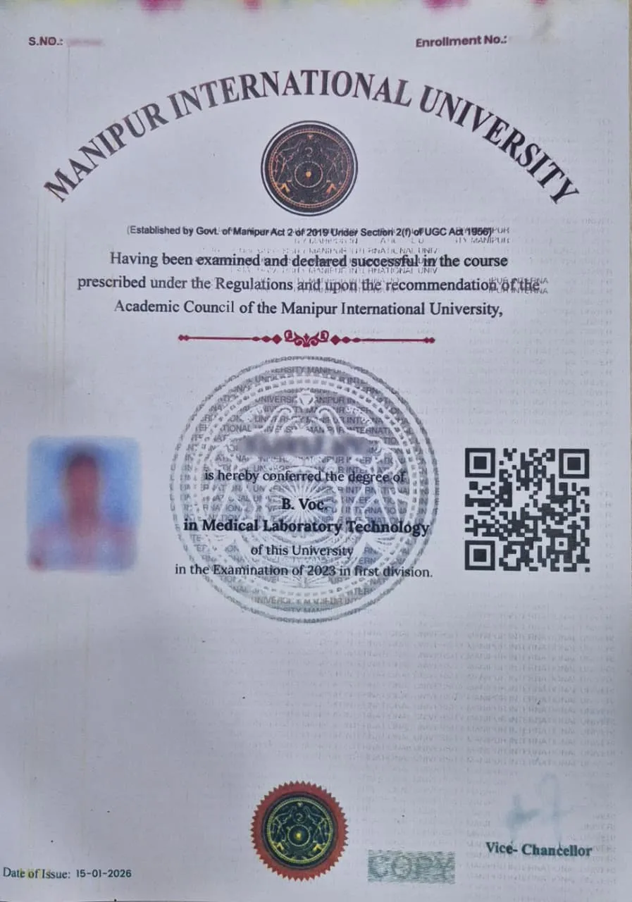 MIU sample degree certificate